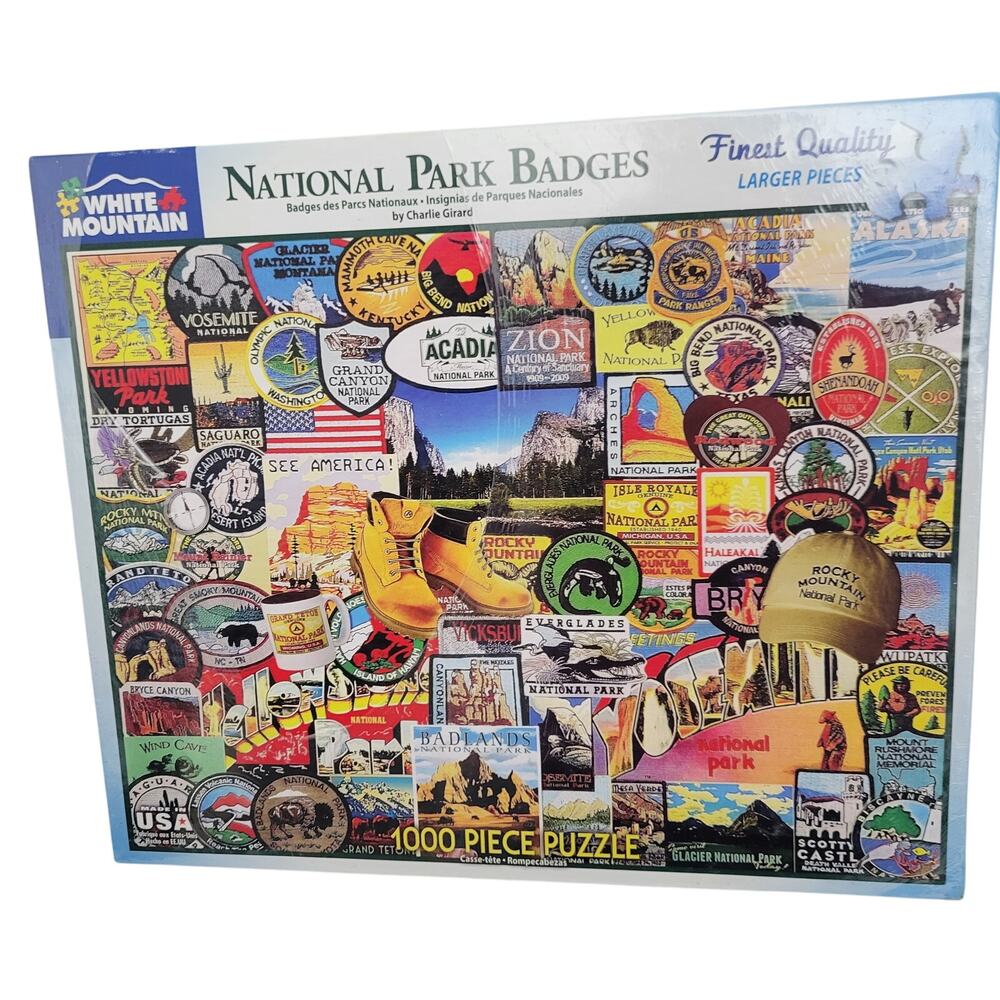 White Mountain National Park Badges By Charlie Girard 1000 Piece Puzzle 10825-2 - Picture 2 of 4